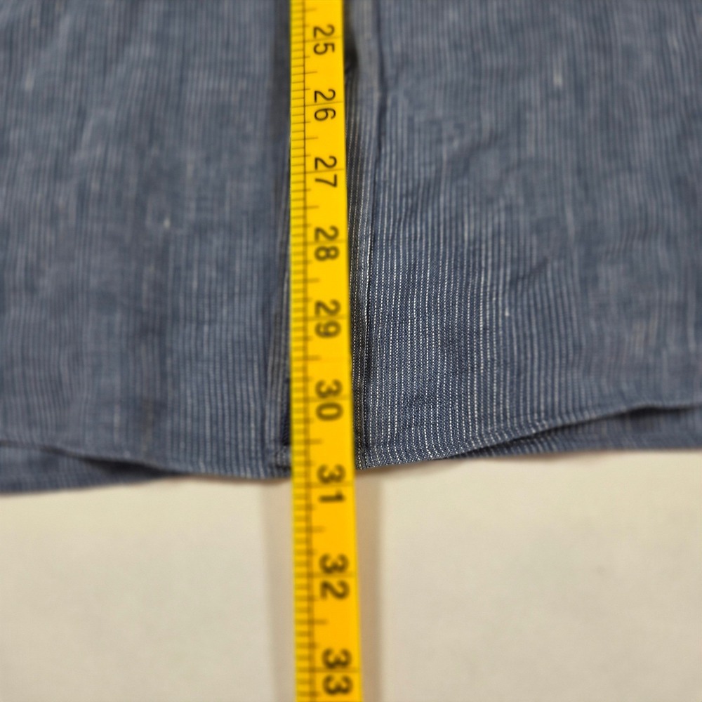 UNTUCKit Mens XXL Blue White Pinstripe Linen Short Sleeve Camp Button Down Shirt - Picture 6 of 7